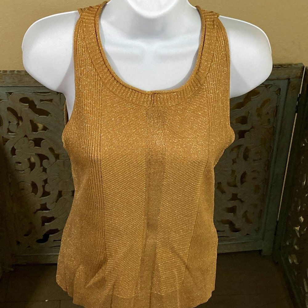 Gold Metallic Sleeveless Top with Back Zipper